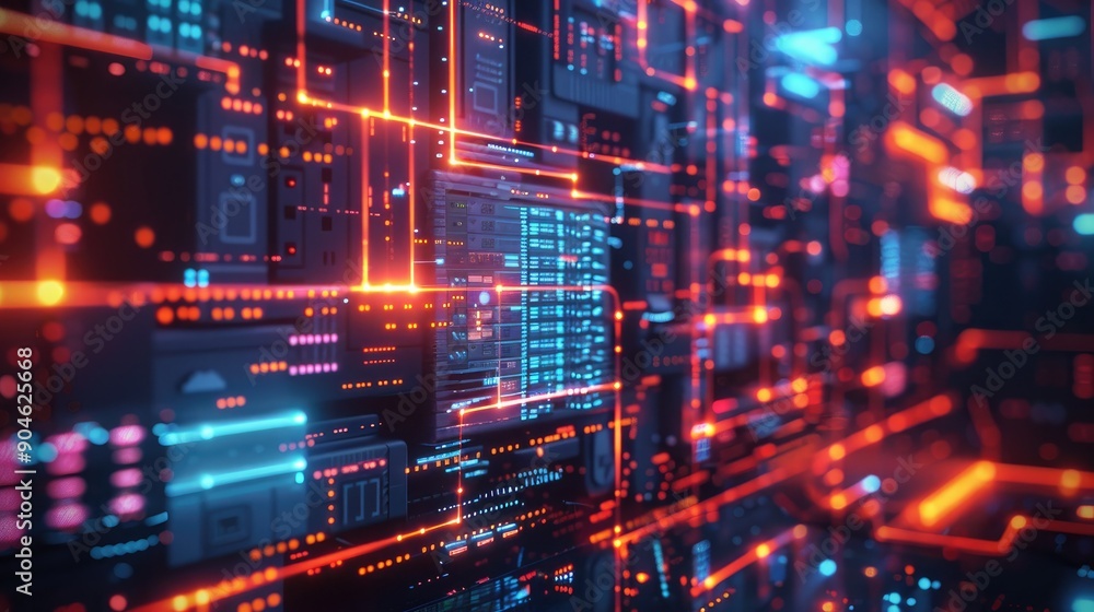 AI-powered cybersecurity fortress with glowing data walls defending against cyber threats. AI-powered cybersecurity fortress with glowing data walls defending against cyber threats.