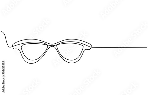 Glasses icon line continuous drawing vector. One line eyeglasses icon vector background. Eyeglasses icon. Continuous outline of a Glasses, Glasses in continuous line art drawing style. Eyeglasses.