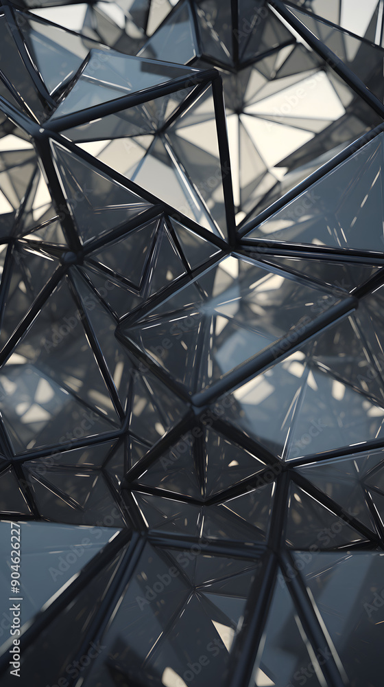 Fototapeta premium Digital technology 3d triangle building abstract graphic poster background