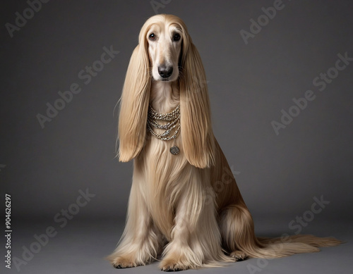 Afghan Hound in a stylish fashion clothes - generated by ai photo