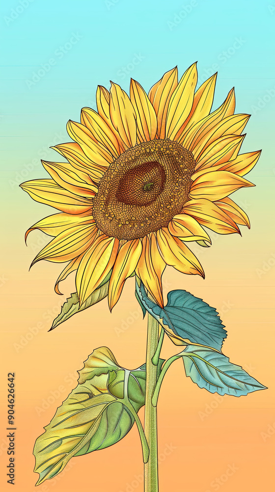 Fototapeta premium Sunflower Against Colorful Gradient