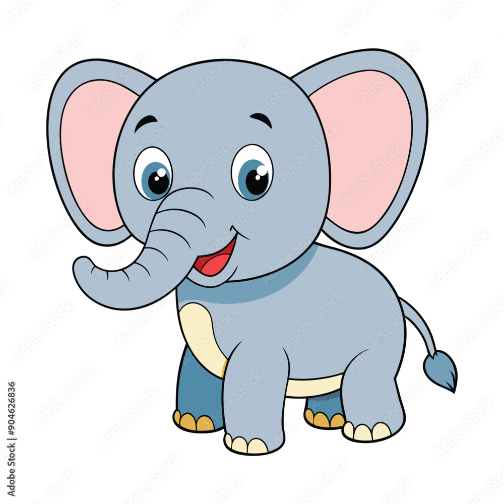 Cute Elephant Cartoon Vector Icon illustration On White Background. Cute Elephant Cartoon Vector Icon illustration On White Background.