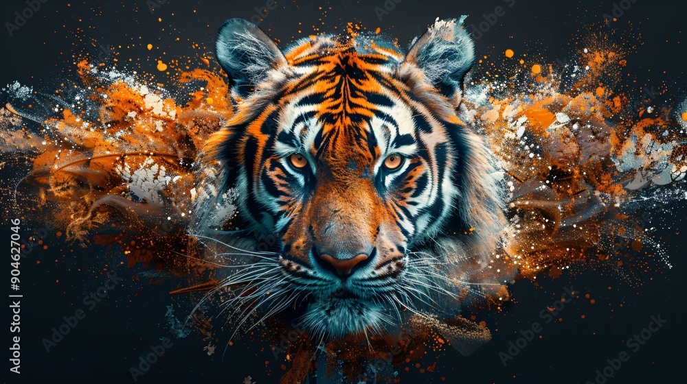 Fototapeta premium Tiger Portrait with Abstract Background