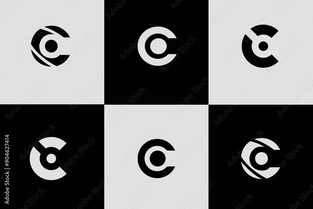Set of creative letter C technology logo design, Abstract Design template element logo icon Set of creative letter C technology logo design, Abstract Design template element logo icon