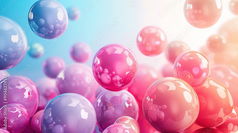Abstract Bubble Symphony: A vibrant cascade of iridescent spheres dances against a soft gradient background, evoking a sense of playful energy and whimsical joy. This abstract image is perfect for pro Abstract Bubble Symphony: A vibrant cascade of iridescent spheres dances against a soft gradient background, evoking a sense of playful energy and whimsical joy. This abstract image is perfect for pro