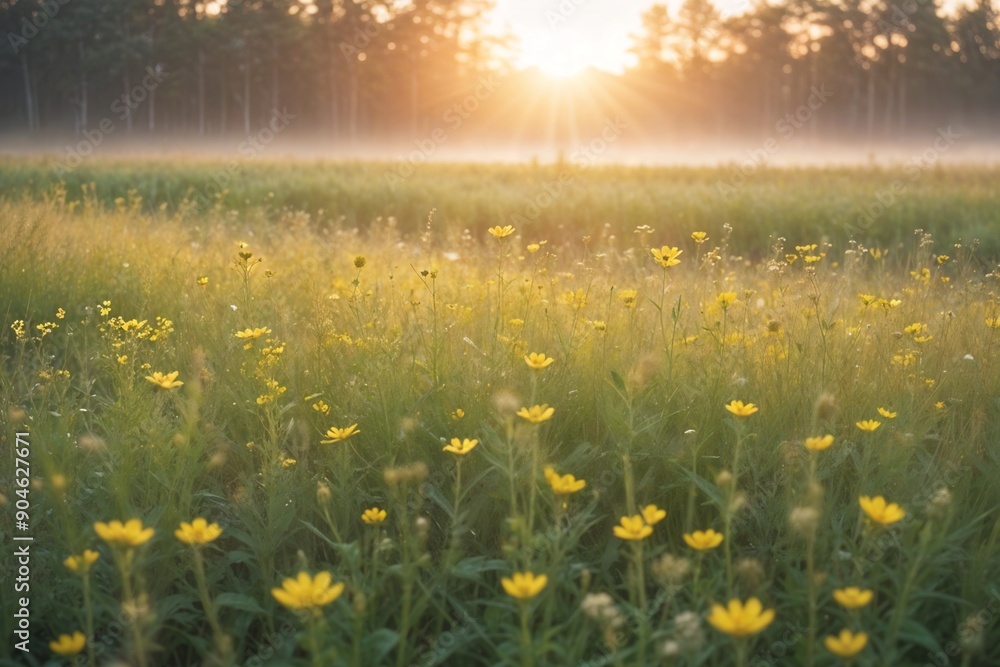 A serene field of wildflowers illuminated by the golden sunset, creating a peaceful and natural atmosphere perfect for nature and landscape themes. A serene field of wildflowers illuminated by the golden sunset, creating a peaceful and natural atmosphere perfect for nature and landscape themes.
