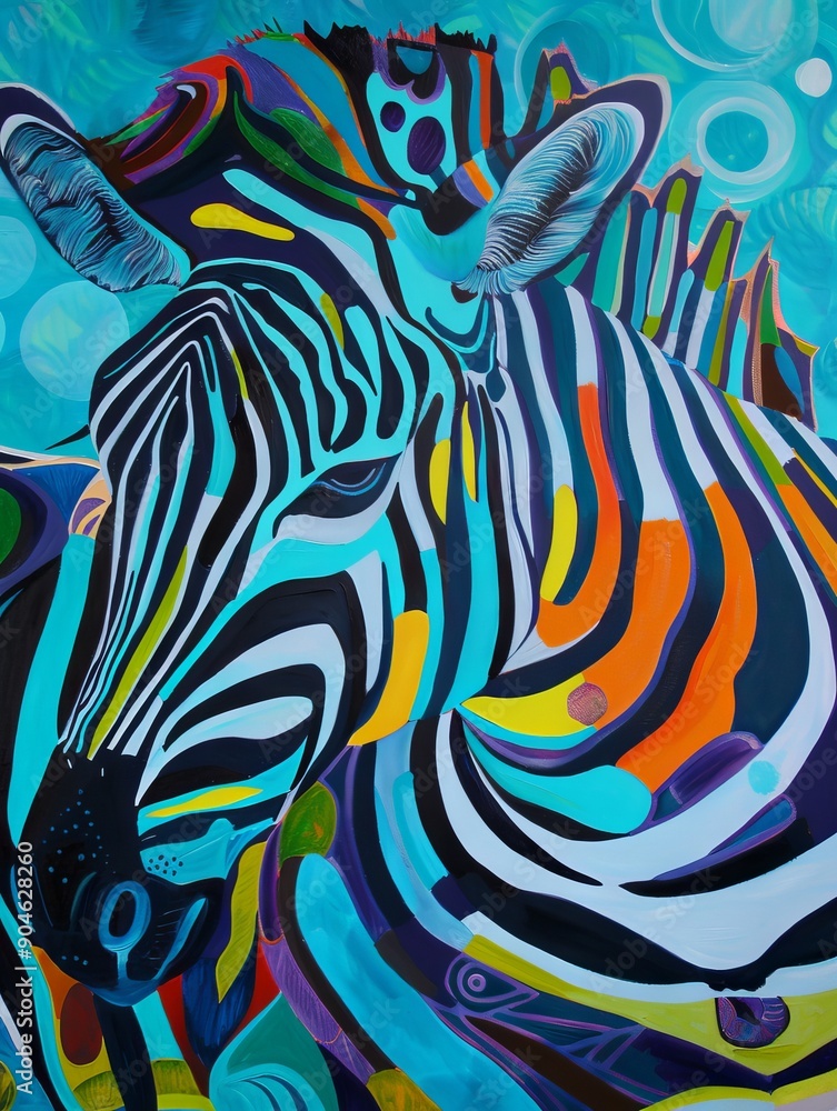 An abstract surreal illustration of a zebra in vibrant colors. An abstract surreal illustration of a zebra in vibrant colors.