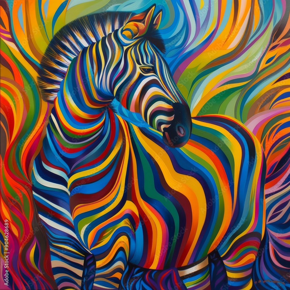 An abstract surreal illustration of a zebra in vibrant colors. An abstract surreal illustration of a zebra in vibrant colors.
