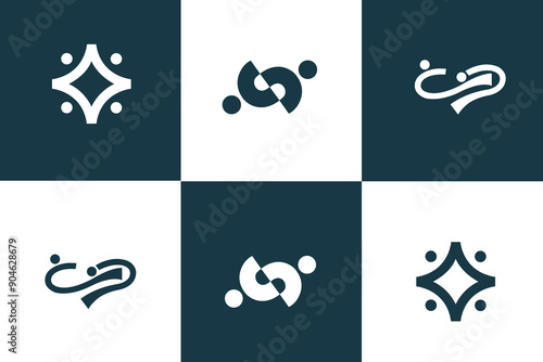 Global Community Logo Icon Elements Template. Community human Logo, abstract people and human family logo