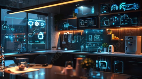 Wallpaper Mural An advanced energy management system controlling various appliances and devices in a smart home, optimizing energy consumption. Torontodigital.ca