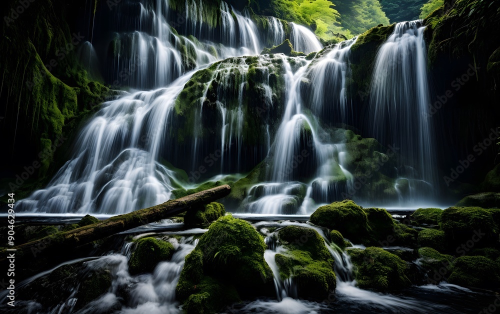 Cascading Waterfall in Greenery Cascading Waterfall in Greenery