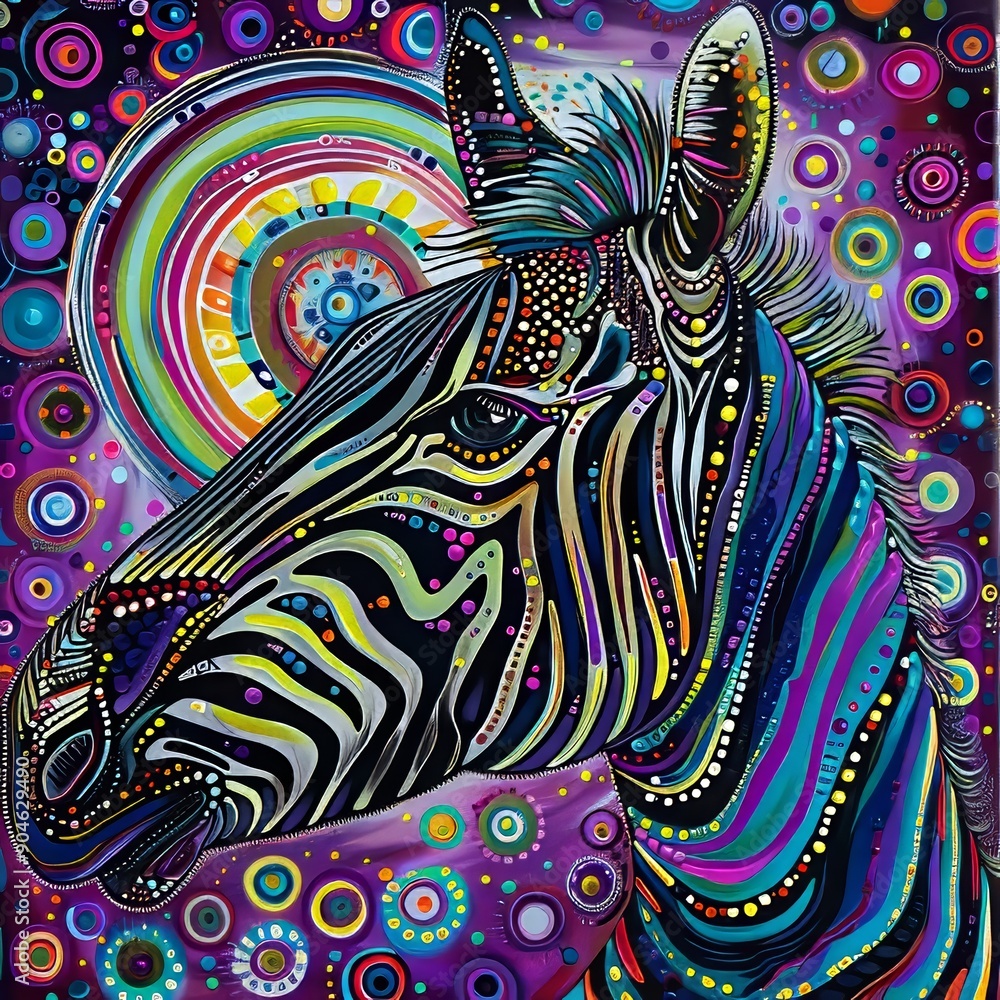 An abstract surreal illustration of a zebra in vibrant colors. An abstract surreal illustration of a zebra in vibrant colors.