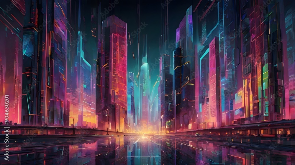 Fototapeta premium Cityscape painting.