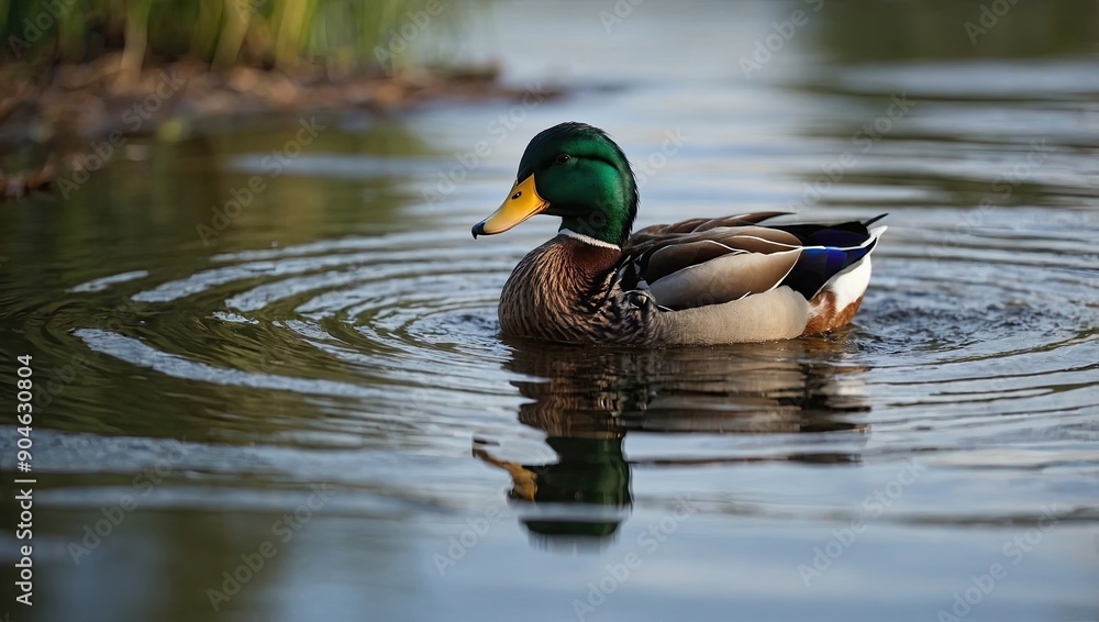 A photo of a duck gliding gracefully across a tranquil pond A photo of a duck gliding gracefully across a tranquil pond