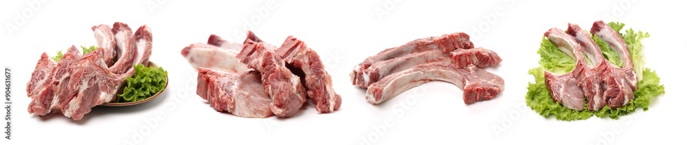 Raw spare ribs on white background Raw spare ribs on white background