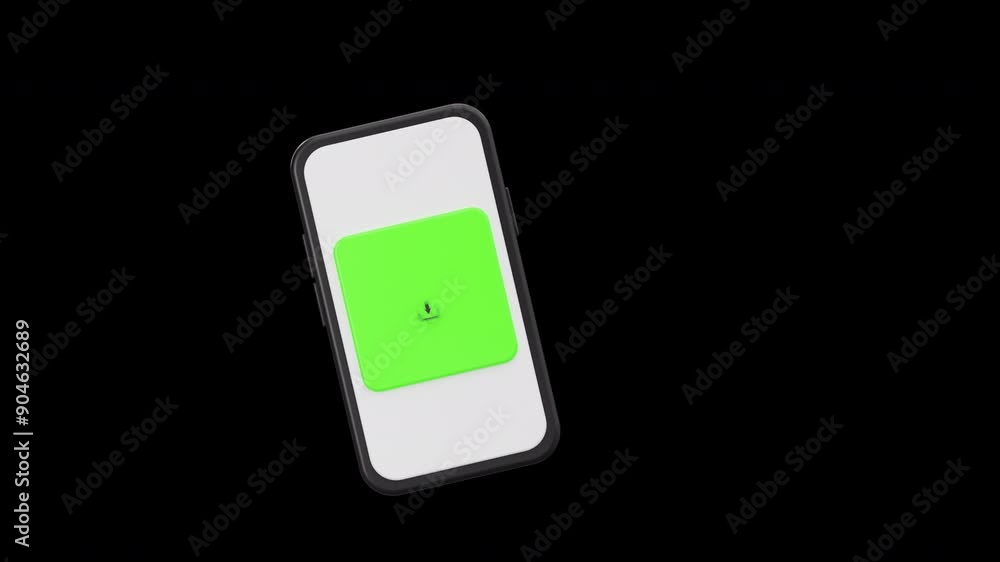 3D Animated Icon of Mobile Download, Web Service 3D Animation 3D Set, Color Key Effect