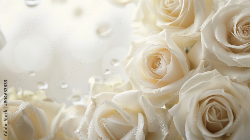Obraz premium Elegant White Rose Frame, Valentine's Day, Chinese Valentine's Day, wedding, party events, posters, HD wallpaper,Love,Copy Space