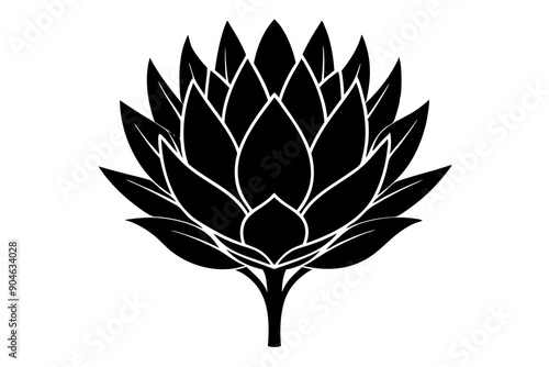 
king protea flower vector silhouette, vector black king protea silhouette, king protea flower icon
