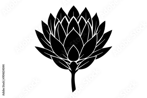 
king protea flower vector silhouette, vector black king protea silhouette, king protea flower icon
