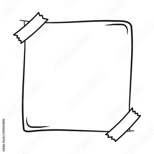 Handrawn blank memo paper with double tape