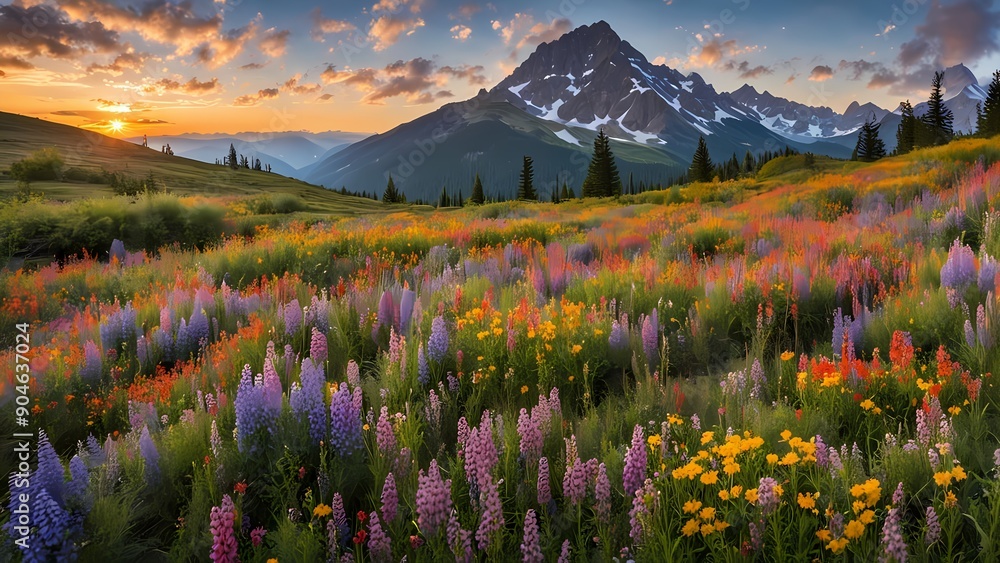 Mountain Landscape with Wildflowers Mountain Landscape with Wildflowers