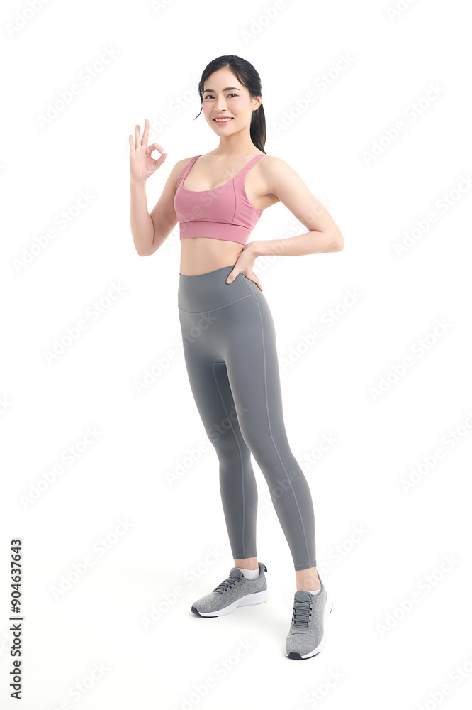 Beautiful young asian sport woman with sportswear ready for exercise on white background, Advertising sportswear and yoga wear, Healthy lifestyle, sport. Beautiful young asian sport woman with sportswear ready for exercise on white background, Advertising sportswear and yoga wear, Healthy lifestyle, sport.