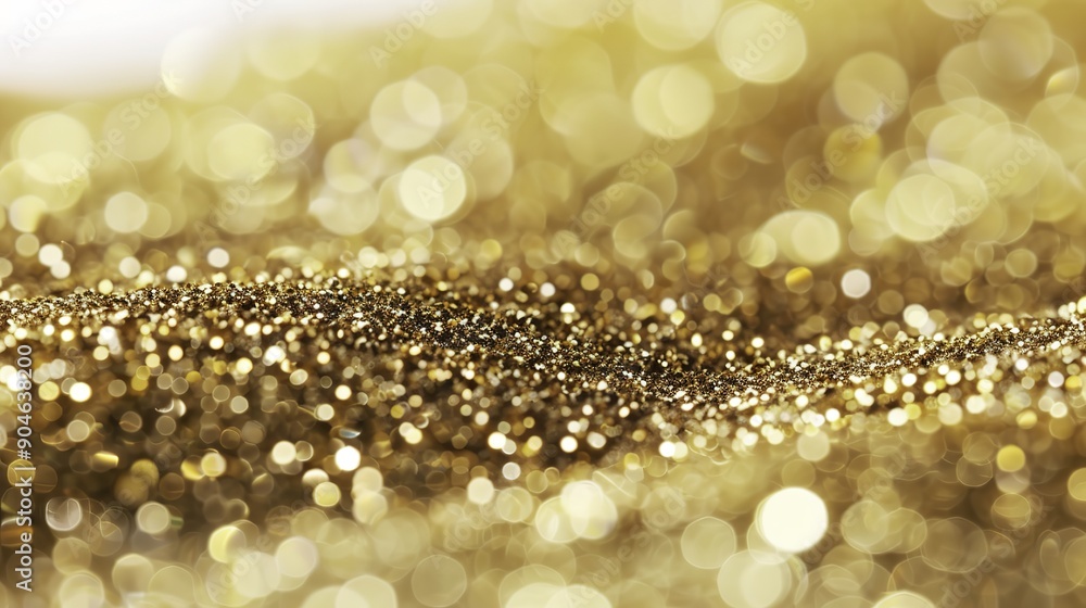 Intricate Details of Falling Gold Glitter Particles on White Background Intricate Details of Falling Gold Glitter Particles on White Background