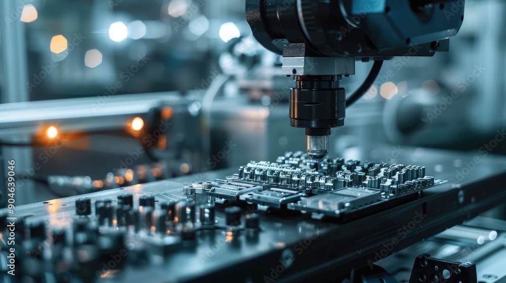 An AI-driven manufacturing process creating intricate, high-tech components. An AI-driven manufacturing process creating intricate, high-tech components.