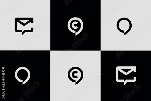 Letter C chat logo. C chat Icon design. Template elements. Geometric abstract