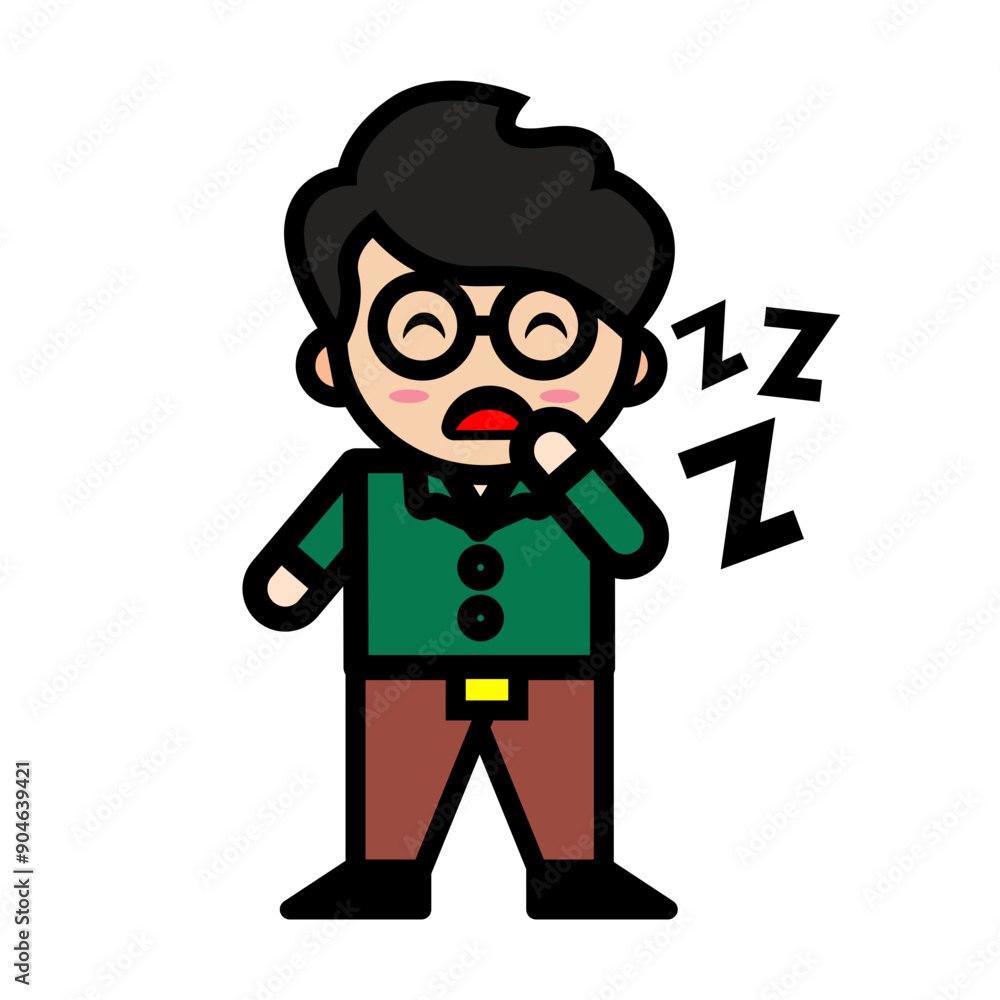 the male teacher is sleepy
the male teacher is sleepy