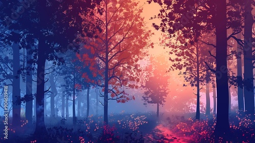 Mystical Forest Path at Sunset © abangaboy