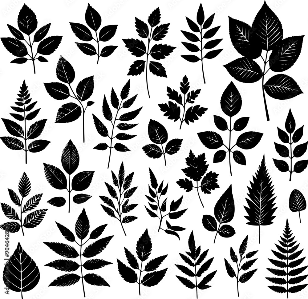 seamless pattern with black and white leaves seamless pattern with black and white leaves