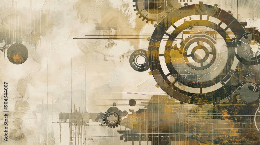 Fototapeta premium Abstract Art with Gears and Circles
