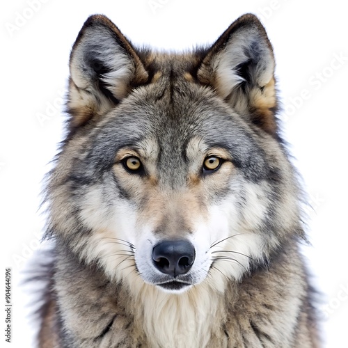 Closeup Portrait of a Wolf with Yellow Eyes.