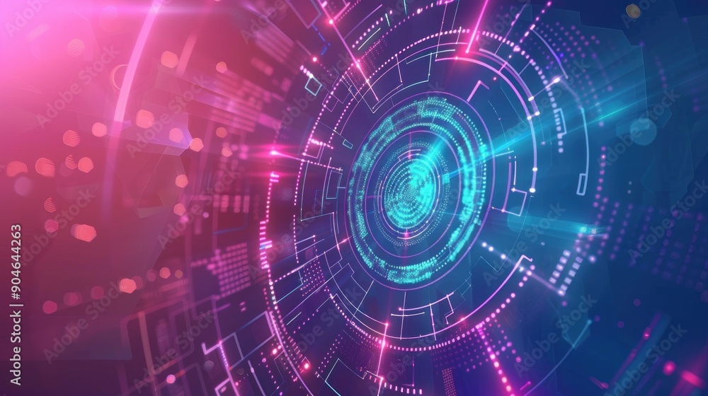 Abstract Digital Interface with Glowing Circles Abstract Digital Interface with Glowing Circles