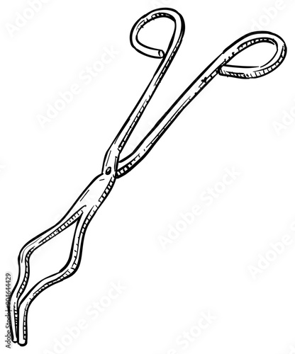 crucible tongs handdrawn illustration
