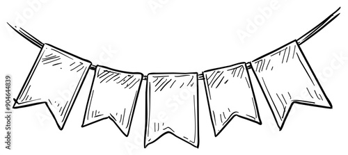 party bunting flags handdrawn illustration