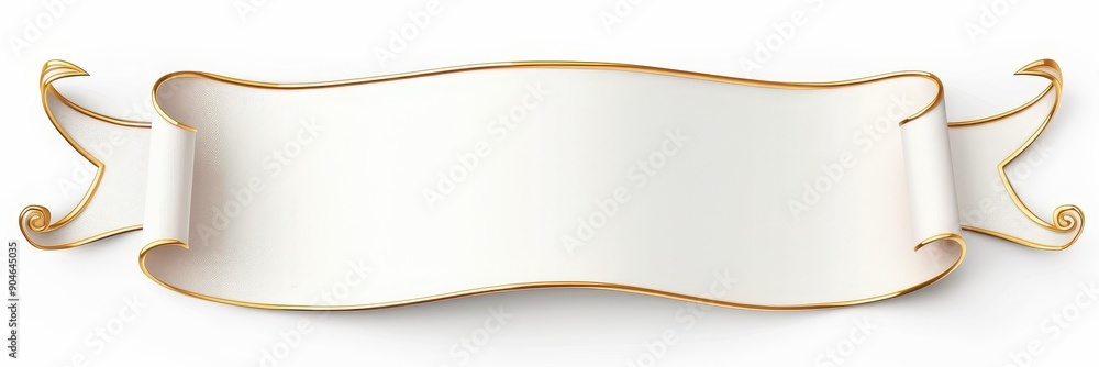 illustration of a white banner shape with a gold line border illustration of a white banner shape with a gold line border