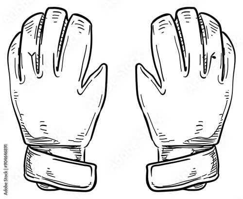 goalkeeper gloves handdrawn illustration