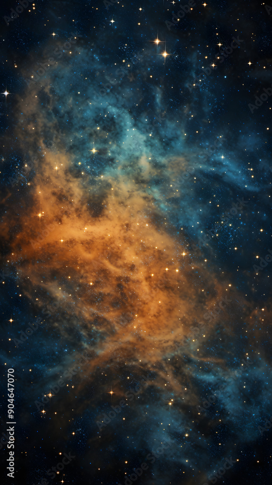 Naklejka premium Digital nebula starry sky stars abstract graphic poster background