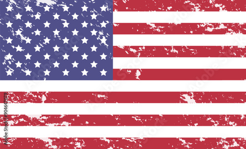 USA flag. Vintage textured American flag. Grunge vector illustration