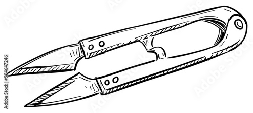 sewing clippers handdrawn illustration