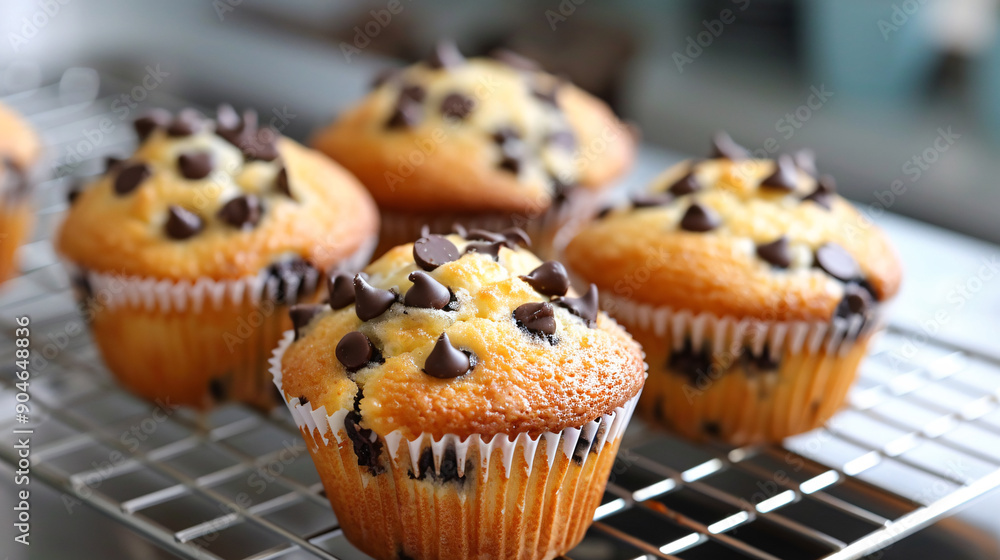 Freshly baked chocolate chip muffins Freshly baked chocolate chip muffins