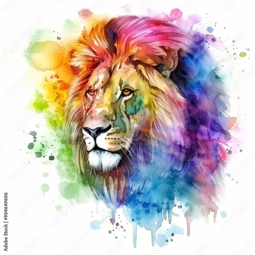 Watercolor painting of pride, on isolated white background, Generative AI Watercolor painting of pride, on isolated white background, Generative AI