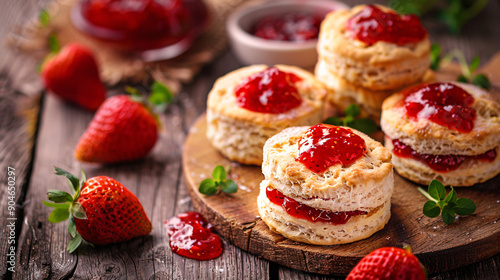 Wallpaper Mural Freshly baked scones with strawberry jam Torontodigital.ca