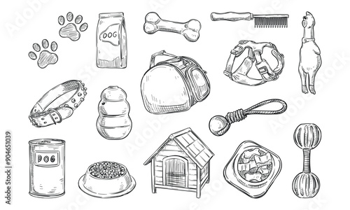 dog accessories handdrawn collection