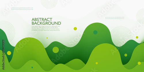 Green colorful geometric business banner design. Creative banner design with wave shapes and lines on white background. Simple horizontal banner. Eps10 vector