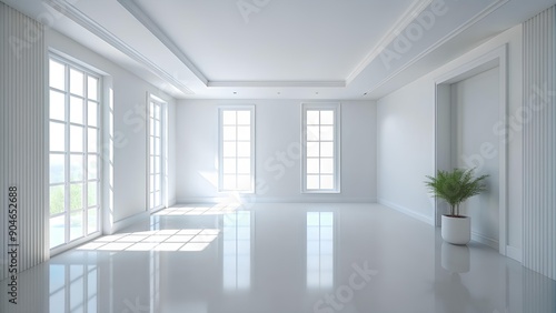 A Bright, Empty Room with Clean Lines and Natural Light for Tranquility and Focus in Simple Living