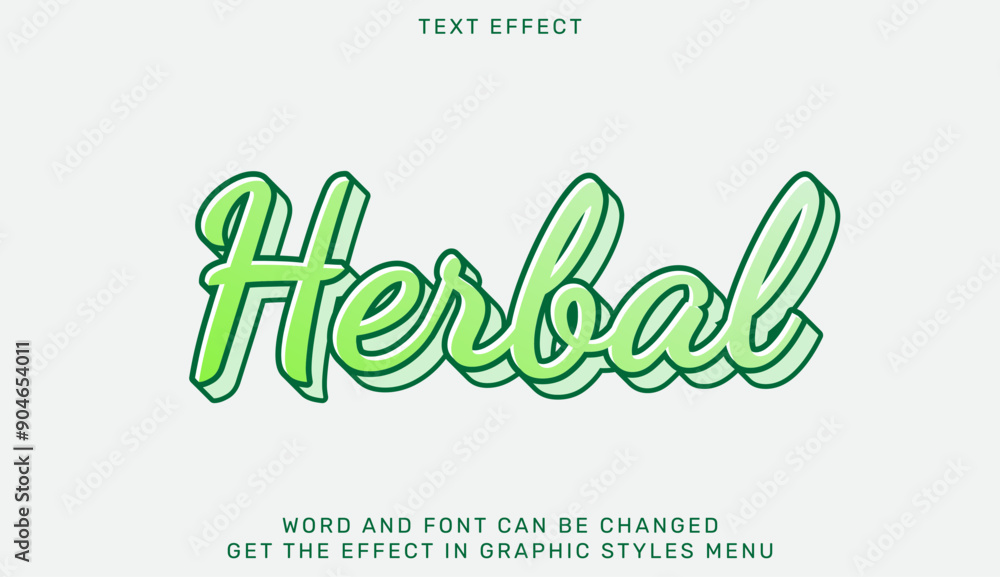 Fototapeta premium Herbal text effect template in 3d design