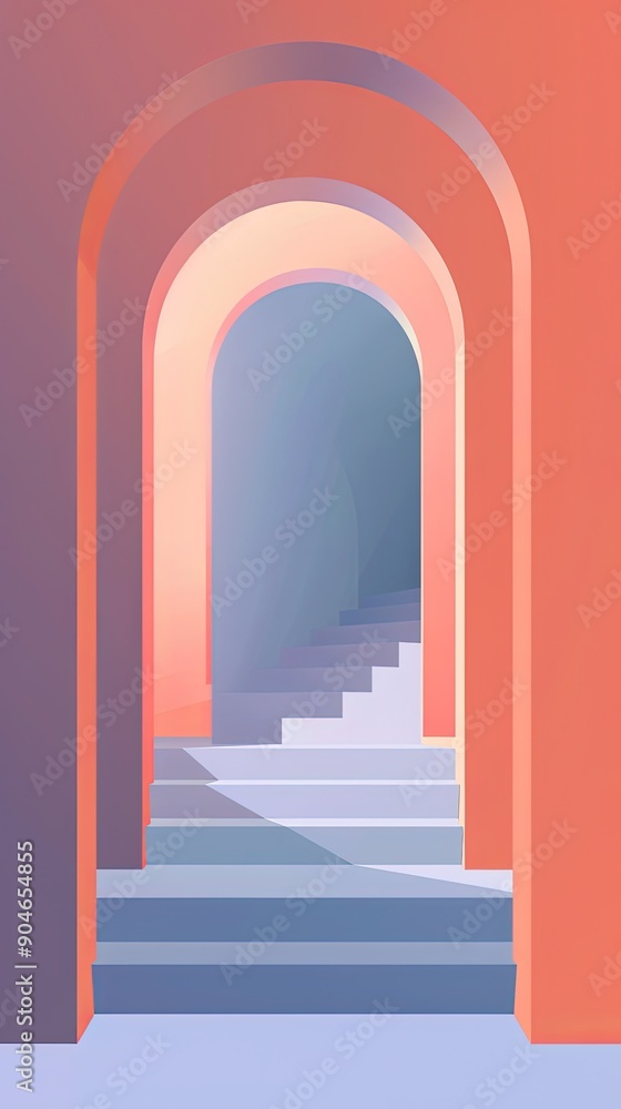 gothic an archway leads to another world. Simple shapes create a 3D effect with flat illustration and flat colors gothic an archway leads to another world. Simple shapes create a 3D effect with flat illustration and flat colors